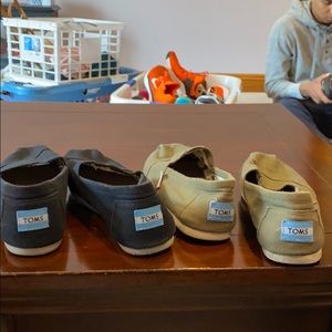 Toms Black pair & Army Green pair size 7.5